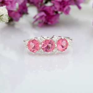 Top Hydro Pink Tourmaline Bague CZ attrayante à la mode en argent sterling 925 pour femme et fille - Product Image 3