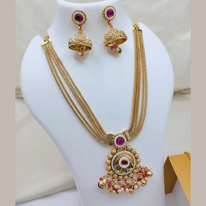 Ensemble de collier de créateur en pierre de Pota et perles JewelEMarket Premium, plaqué or, bijoux ethniques traditionnels pour mariages et fêtes - Product Image 2