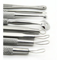 Ensemble de 8 extracteurs de comédons en acier inoxydable pour l'élimination des boutons d'acné Kit d'outils pour l'élimination des comédons du visage