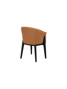 Chaise de salle à manger contemporaine en cuir avec dossier plissé, pieds en bois noir, chaise d'appoint moderne sans accoudoirs pour salle à manger - Product Image 4
