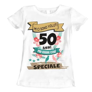Camiseta de Mujer 100% Algodón con Estampado Floral, Diseño de Celebración de 50 Cumpleaños, Cuello Redondo, Manga Corta, Estilo Casual - Product Image 2