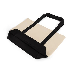 Bolsa de Compras Grande de Lona de Algodón Crema Icónica con Asa Larga Negra para Hombro, Personalizable con Logotipo, Reutilizable, para Regalo, Venta al por Mayor - Product Image 5