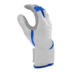 Guantes de Bateo Blancos con Ribete Azul, Tejido de Microfibra, Acolchados, Cierre de Tirón, Unisex, para Adultos, Entrenamiento - Product Image 2