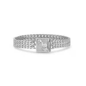 Mixed Shape Linked Double Row Cuban <b>Bracelet</b> For Women Round Pear Marquise Lab Grown Diamond Custom 14K 18K Solid Gold Wholesale - Product Image 4