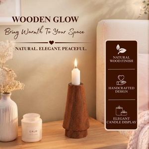 Supports de bougies en bois naturel faits à la main, style rustique, minimalistes, pour centre de table, décoration intérieure, Noël, religieux - Product Image 4