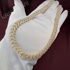 Élégante Chaîne Miami Cuban Link en Or Blanc 10MM avec Moissanite VVS Taille Brillant Certifiée IGI, Collier Hip Hop de Luxe Sertie de Pierres, Bijoux - Product Image 4