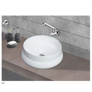 Modern glossy white 400x400x150mm rectangular ceramic wash basin wall hung floating semi pedestal - Product Image 5