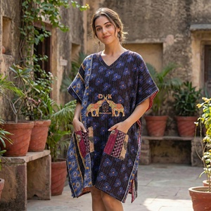 Handmade Indian Cotton Kantha <b>Kaftan</b> Vintage Reversible Robe Eco-Friendly Organic Durable Breathable Printed Kantha <b>Kaftan</b> - Product Image 5