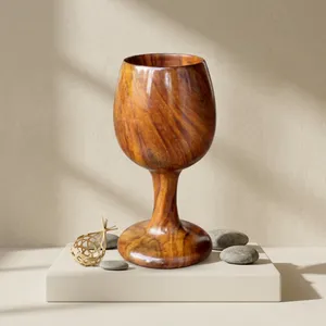 Copa de Madera Hecha a Mano, Vaso de Madera Natural, Taza Rústica Reutilizable, Vaso de Madera para Bebidas, Utensilios de Cocina - Product Image 3