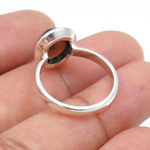 Natural Oval Cut Black <b>Opal</b> Gemstone <b>Ring</b> Crafted From 925 Sterling Silver Trendy Bohemian Style Jewelry At Lowest Price - Product Image 3