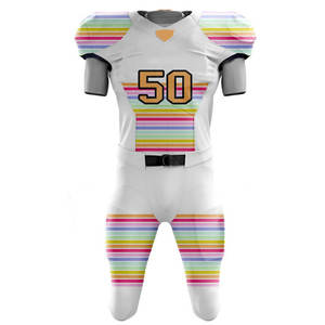 Ensemble d'uniformes de football américain personnalisés en twill imprimé numériquement, respirant, antibactérien, grande taille, maillot et pantalon 100% polyester - Product Image 2
