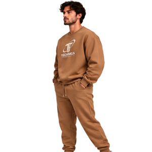 Mens Camel <b>Brown</b> Graphic Crewneck Sweatshirt Jogger Pants <b>Set</b> Casual Fleece Tracksuit <b>Gym</b> Streetwear Winter Athletic Sportswear - Product Image 2