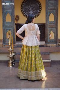 Top Quality Dyeable Viscose Jacquard with <b>Sequin</b>-Embroidered <b>Flared</b> Lehenga-Peplum Readymade Blouse Collection Indian Supplier - Product Image 2