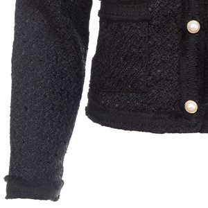Blazer de Tweed de Lana Negro Perla para Mujer, Elegante, Manga Larga, Formal, con Detalle de Botones, Texturizado, para Oficina, Negocios, Moda, Corte Entallado - Product Image 3
