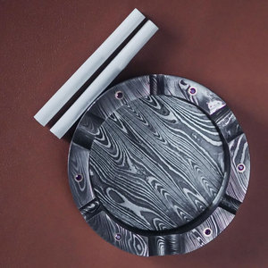 Luxury Damascus Steel <b>Ashtray</b> Handmade Metal Smoking <b>Ashtray</b> with Deep Bowl Design Durable Decorative Accessory - Product Image 3