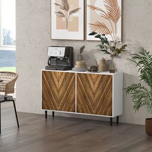 Contemporary Brown <b>Sideboard</b> Cabinet with 4 Chevron Doors Adjustable Shelves for <b>Kitchen</b> Dining Living Room Farmhouse/Villa - Product Image 2