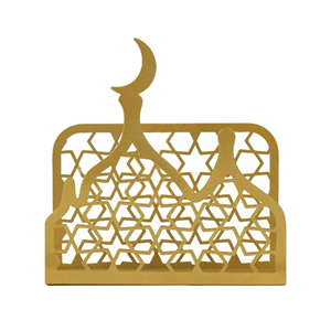 Decoraciones de Mesa para el Ramadán, Diseño de Mezquita Dorada, Servilletero de Metal, Dispensador de Servilletas para la Cena del Ramadán - Product Image 4