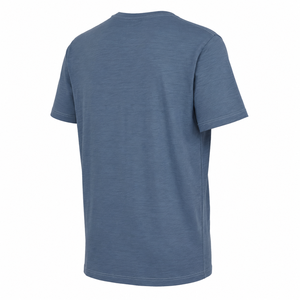 T-shirt personnalisé bleu ardoise uni à col rond pour homme, 100 % coton mélangé, respirant, manches courtes, décontracté, vente en gros - Product Image 3