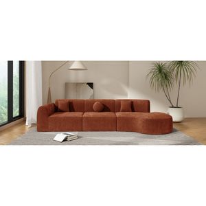 Divano Sezionale Curvo Moderno da 140 Pollici, Set 3 Pezzi con Spugna ad Alta Densità Completamente Compressa, Chaise Longue Assemblata ad Alto Comfort - Product Image 3