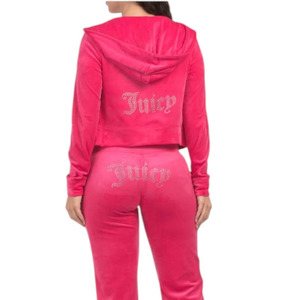 Survêtement personnalisé pour femme en velours, ensemble jogging 2 pièces coupe ample pour homme avec broderie du logo sur le devant - Product Image 5