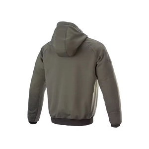 Men's Olive Green Kevlar Hoodie Regular Fit Solid Color French Terry Breathable Casual Autumn Wear - Product Image 2