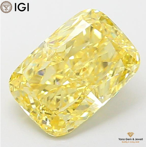 Diamant de laboratoire CVD, clarté VS1, couleur jaune vif fantaisie, certifié IGI, 1,50 carat, taille coussin, pour pendentif de beauté classique - Product Image 1