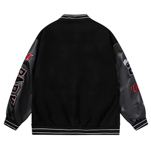 <b>Men's</b> <b>Cream</b> Varsity <b>Jacket</b> Regular Fit Turn-down Collar Embroidered Patch Design Streetwear Style Autumn Wear - Product Image 6