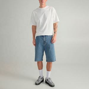 Pantalones Cortos de Mezclilla para Hombre, Lavado Claro, Pierna Recta, Cintura Media, Casuales, para Verano, Tejido de Algodón, con Bolsillos - Product Image 3