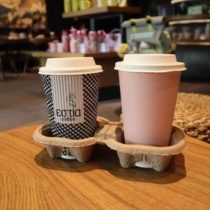 ถาดใส่แก้วกาแฟแบบยั่งยืน 2 ช่อง สำหรับส่งเครื่องดื่ม ถาดใส่แก้วไฟเบอร์ 2 ช่อง สำหรับใส่เครื่องดื่ม - Product Image 3