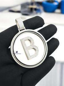 Pendentif de luxe en moissanite lettre B sertie de diamants, bijoux hip-hop, breloque initiale personnalisée en diamant - Product Image 3