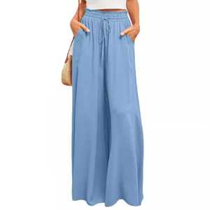<b>Women</b> Loose Fit Wide Leg Trousers Elegant High Rise Palazzo Pants Comfortable Full Length Bottoms for Modern Fashion Style - Product Image 1