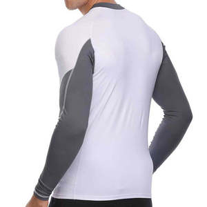 <b>Men's</b> Full Sleeve Breathable Rash Guard White Gray Color Blocked Quick Dry <b>Compression</b> <b>Shirt</b> 140g Polyester Spandex Adult Sport - Product Image 3