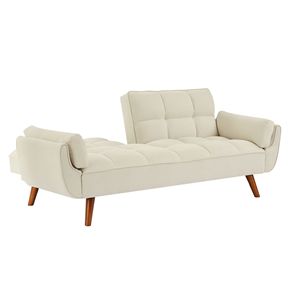 Divano Letto Convertibile da 75 Pollici con Braccioli Svasati, Reclinabile e Pieghevole, Rivestimento in Pelle, Imbottitura in Schiuma per Soggiorno e Camera da Letto - Product Image 4