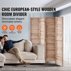 Divisorio in Legno a 4 Pannelli Alto 66,9 Pollici, Paravento Pieghevole Portatile per Interni, Schermo Decorativo per la Privacy - Product Image 2