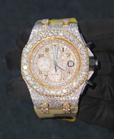 Montre chronographe automatique de luxe pour homme, analogique à quartz, avec strass, boîtier en acier inoxydable, cadran à chiffres romains, camouflage en acier inoxydable