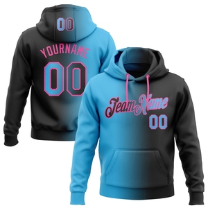Sudadera con Capucha Deportiva de Moda, Diseño Nuevo, Personalizada, con Degradado Negro, Azul Cielo y Rosa, Venta Directa de Fábrica - Product Image 1