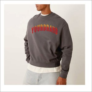 เสื้อสเวตเชิ้ตคอกลมโอเวอร์ไซส์ปักโลโก้ตามสั่ง ผ้าฝ้าย 100% เสื้อผ้าสตรีทแวร์ผู้ชาย ระบายอากาศได้ดี สวมใส่สบาย ขายส่ง - Product Image 6