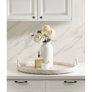 Bandeja de mimbre tejida redonda hecha a mano, plato de servicio decorativo para decoración del hogar - Product Image 4