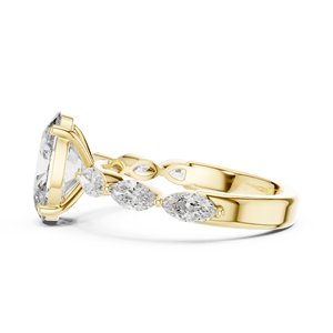 Bague en or massif 14K 18K avec diamant de laboratoire taille ovale et pierres latérales marquise 2,60 CT DEF VVS certifiée IGI – Vente en gros de bagues de mariage - Product Image 5