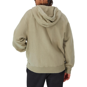 Vente en gros de sweats à capuche personnalisés pour hommes en coton épais, double fermeture éclair, streetwear d'hiver, avec motif uni, col à capuche, technique de teinture unie - Product Image 2