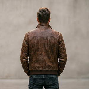 Blouson en cuir classique de luxe pour homme, nouvelle collection hiver, fermeture éclair horizontale, style motard, grande taille, mode masculine transfrontalière - Product Image 2