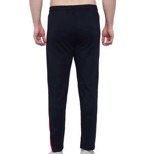 <b>Men's</b> Black Cotton Sweatpants With Red Side Stripe Elastic Waist Drawstring Casual Joggers Autumn Breathable Fit - Product Image 4