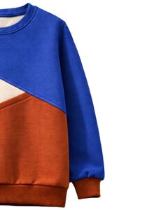 Custom Manufacturer Blue And <b>Rust</b> Women Color Block Sweatshirt Casual Crew Neck Pullover Winter Oversized Custom Streetwear <b>Top</b> - Product Image 5