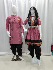 Conjunto Tradicional de Lehenga Choli de Algodón con Bordado de Espejo, Ropa India y Pakistaní, Vestido para Parejas - Product Image 5