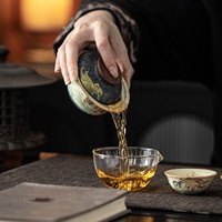 Service à thé de voyage Kung Fu portable, rétro et luxueux, avec une tasse et trois accessoires, idéal pour la cérémonie du thé en extérieur, ensemble cadeau unique.