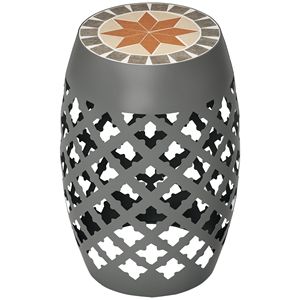 "Aluminum <b>Folding</b> Patio Side <b>Table</b> Gray Mosaic Accent Plant Stand for <b>Dining</b>" - Product Image 1