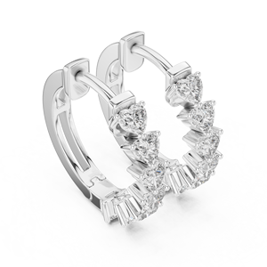 Juego de Aros de Oro Blanco de 18 Quilates con Baño de Rodio, Diamantes Cultivados en Laboratorio con Corte Corazón, Certificados por IGI, para Uso Diario, Eventos Glamurosos, San Valentín - Product Image 2