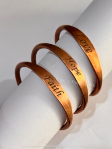 Jewelry Perfections Customized Pure Solid <b>Copper</b> Love Faith Hope Cuff <b>Bracelet</b> for Women Handmade Designer Stackable Party - Product Image 5