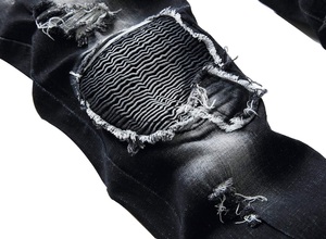 Pantalones Vaqueros de Mezclilla Desgastados con Parches, Hechos a Medida, de Alta Calidad, Cintura Alta, Transpirables, para Hombre - Product Image 6