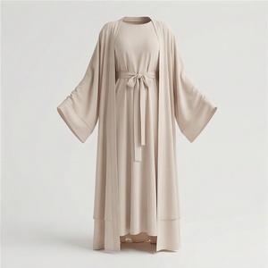 Conjunto Popular de Abaya y Jilbab Abiertos, OEM, Dos Piezas, Personalizable, Transpirable, Premium, con Cinturón para Mujer, Ropa Islámica Modesta - Product Image 1